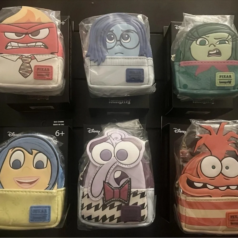 Loungefly Inside Out 2 Bag Charm Keychain Complete Set